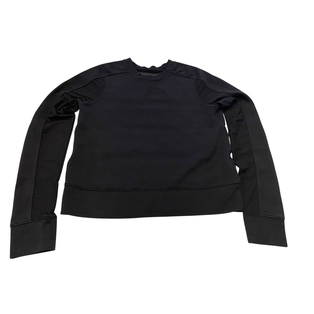 Abercrombie & Fitch Mesh Sheer Panel Top Womens XS Black Crewneck Long Sleeve